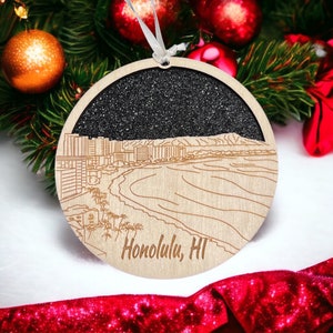 Honolulu Skyline Ornament **Honolulu Ornament **Honolulu Skyline** Honolulu HI** Honolulu Hawaii** Hawaii Ornament**Honolulu Décor