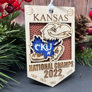 Handmade Kansas Jayhawks Ornament – Personalized Jayhawk Basketball Gift