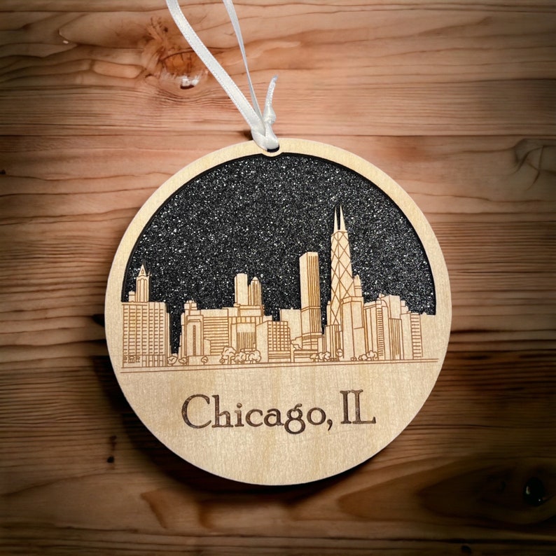 Chicago Skyline Christmas Ornament Chicago Ornament Chicago Chicago Skyline Chicago Illinois The windy city image 6