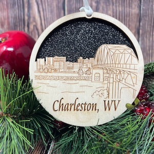 Charleston WVCharleston Skyline Ornament Charleston Ornament Charleston Skyline West Virginia Ornament Charleston Décor Black