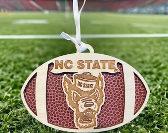 Handmade North Carolina State Ornament – Personalized NC State Football Gift