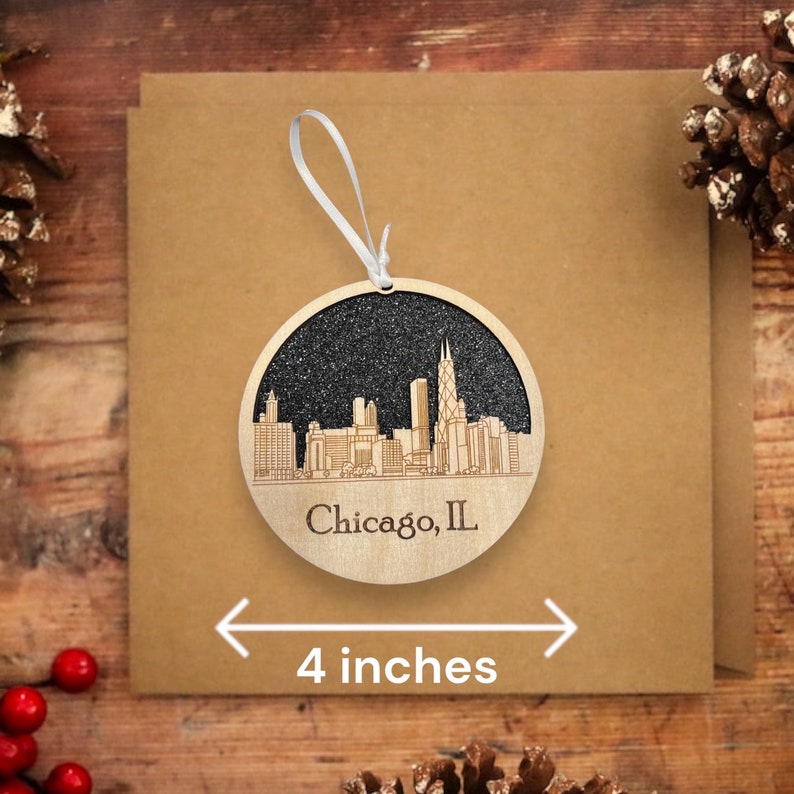 Chicago Skyline Christmas Ornament Chicago Ornament Chicago Chicago Skyline Chicago Illinois The windy city image 3