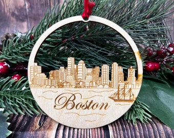 Boston Skyline Ornament ** Boston Ornament ** Boston MA** Boston Massachusetts**New England Patriots, Boston Red Sox, Massachusetts ornament