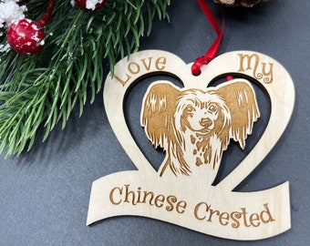 Chinese Crested, Chinese Crested Ornament, Chinese Crested Dog Gifts, Love My Chinese Crested, Custom Chinese Crested Ornament