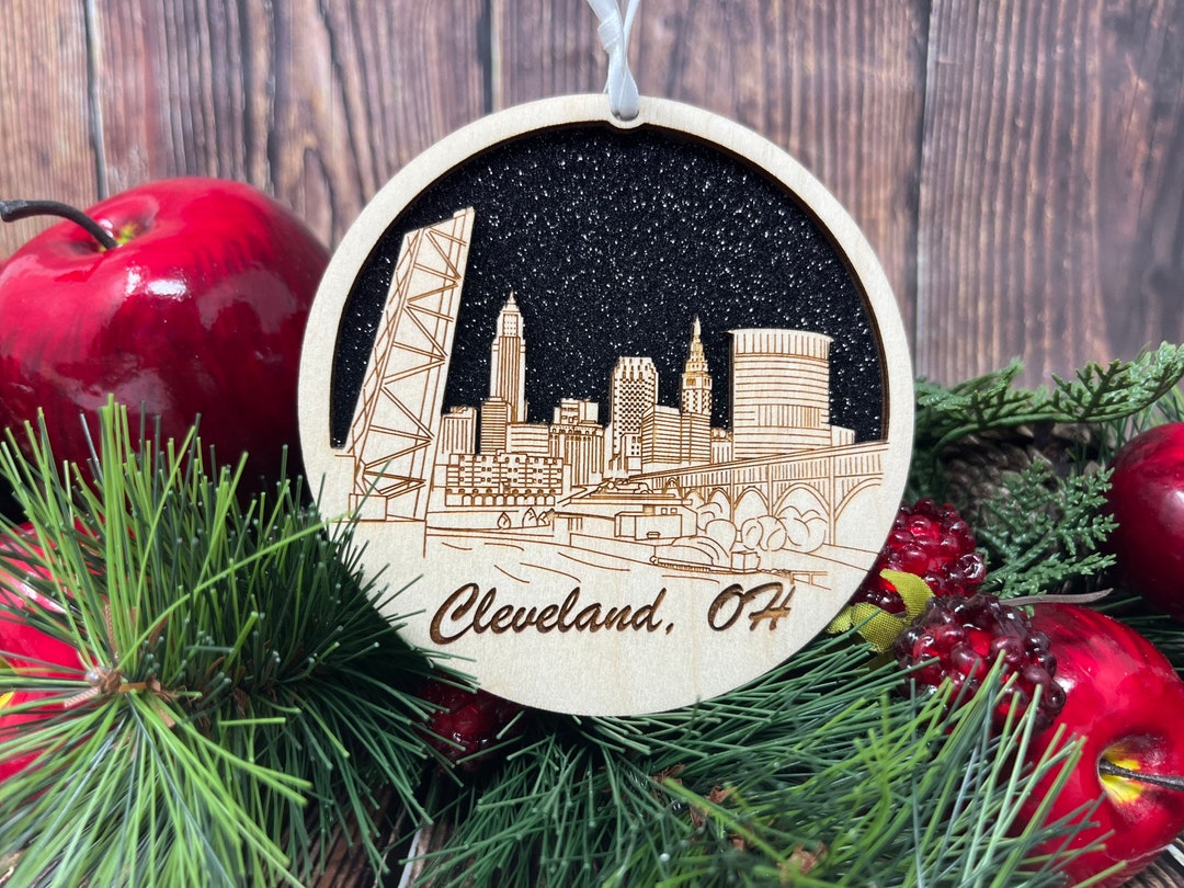Cleveland Skyline Christmas Ornament Cleveland Ohio Ornament Cleveland