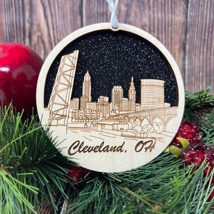 Cleveland Skyline Christmas Ornament ***  Cleveland Ohio Ornament *** Cleveland Ornament *** Cleveland Skyline *** Cleveland Ohio