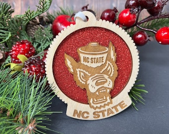 Handmade North Carolina State Ornament – Personalized NC State Football Gift
