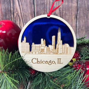 Chicago Skyline Christmas Ornament Chicago Ornament Chicago Chicago Skyline Chicago Illinois The windy city image 2