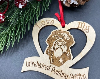 Wirehaired Pointing Griffon Dog, Wirehaired Pointing Griffon Dog Ornament, I Love My Canaan Wirehaired Pointing Griffon