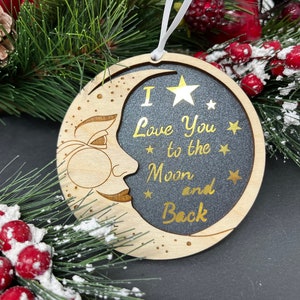 Personalized, I Love You To The Moon and Back Christmas Ornament With Text on Back, Christmas Gift For Grandparent, Gifts for Mom
