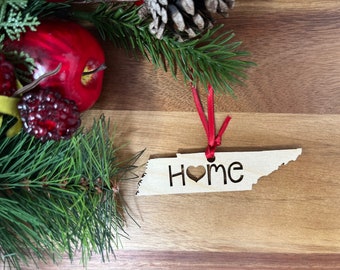 Tennessee ornament, Christmas state ornament, Knoxville TN, Nashville, wooden state ornament,Tennessee is my home, Tennessee Christmas,