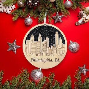 Philadelphia Skyline Christmas Ornament *** Philadelphia Ornament *** Philadelphia,Philadelphia Skyline, Philadelphia PA, Brotherly Love image 1