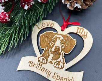 Brittany Spaniel Dog, Brittany Spaniel Ornament, Brittany Spaniel Gifts, Love My Brittany Spaniel