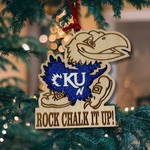 Handmade Kansas Jayhawks Ornament – Personalized Jayhawk Football Gift