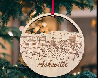 Asheville North Carolina State Cutout City Skyline Ornament Asheville