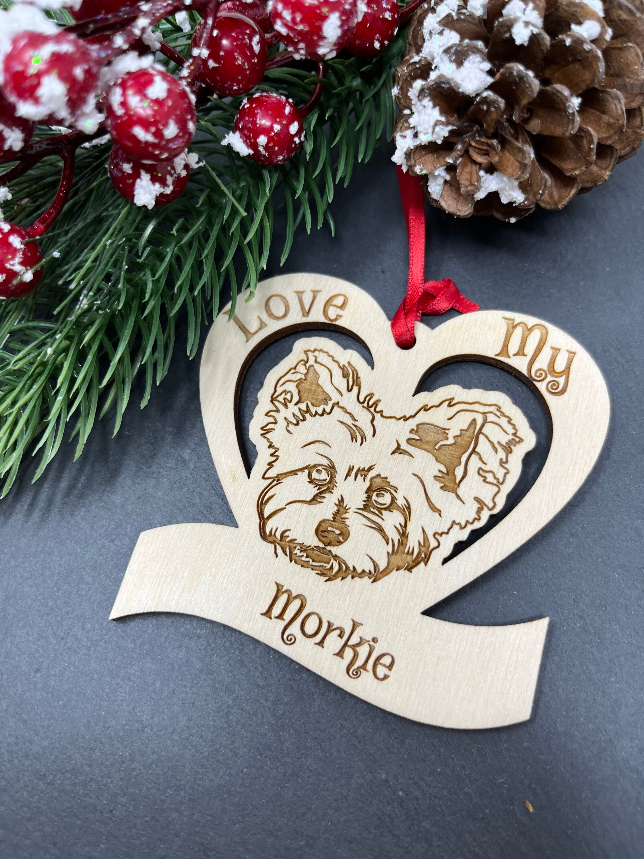 Morkie christmas store ornament