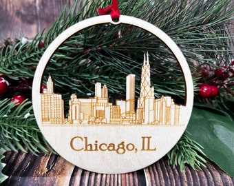 Chicago Skyline Christmas Ornament *** Chicago Ornament *** Chicago *** Chicago Skyline *** Chicago Illinois *** La ciudad ventosa