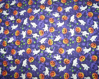 Halloween Prints-Purple With Ghost and Pumpkin Splash