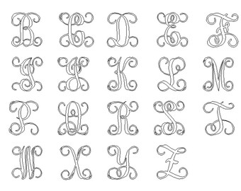 Vine Monogram, Digital download, custom monogram