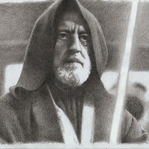 Impression - dessin au crayon - Star Wars - Obi Wan Kenobi, tailles 20 x 30 cm à poster