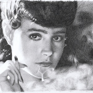 Impresión - dibujo a lápiz - Rachel, Bladerunner - tamaños 8" x 12" para póster