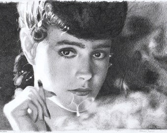 Print - pencil drawing - Rachel, Bladerunner - sizes 8" x 12" to poster