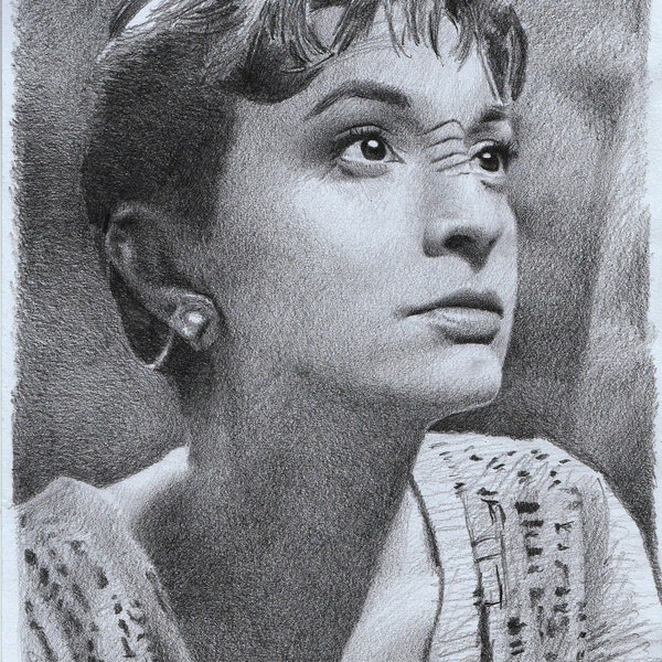 Print - pencil drawing - Kira Nerys from Deep Space 9 - sizes 8" x 12" to poster