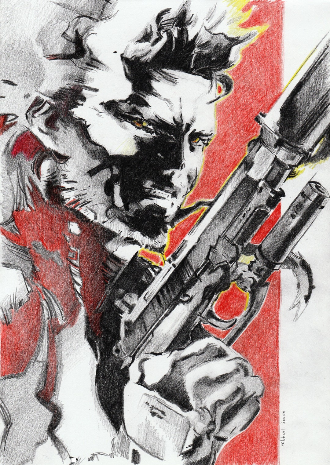 Print - Pencil Drawing - Metal Gear Solid 2 - Sizes 8