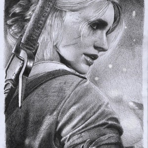 Canvas Print - pencil drawing - Ciri, the Witcher