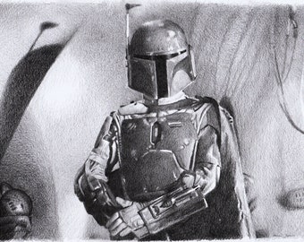 Canvas Print - original drawing - Star Wars Boba Fett