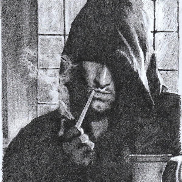 Druck - Bleistiftzeichnung - Aragorn, Herr der Ringe - Größen 20 x 30 cm zum Poster