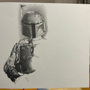 Print pencil drawing Boba Fett from ROTJ sizes 8 x 12 to poster image 4