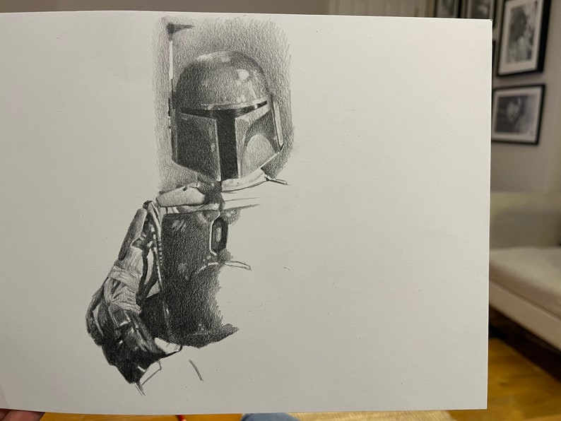 Print pencil drawing Boba Fett from ROTJ sizes 8 x 12 to poster image 4