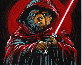 Print - crayon drawing - Darth Paddington - sizes 8" x 12" to poster