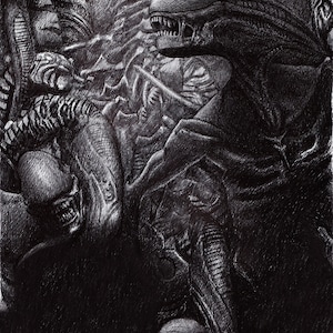 Canvas Print - biro ink drawing - Alien