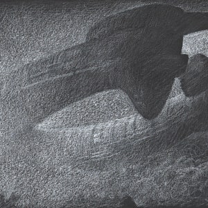 Print - Crayon drawing - Alien space jockey craft - sizes 8&quot; x 12&quot; to poster