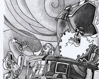 Print - pencil drawing - Monkey Island