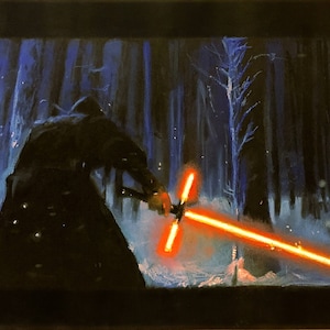 Print - original pastels drawing - Kylo Ren,  sizes 8&quot; x 12&quot; to poster
