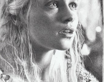 Print - Original pencil drawing - Daenerys Targaryen, sizes 8" x 12" to poster