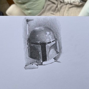 Print pencil drawing Boba Fett from ROTJ sizes 8 x 12 to poster image 3