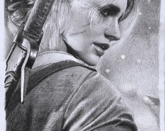 Print - pencil drawing - Ciri - sizes 8" x 12" to poster