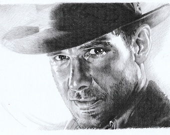 Print - pencil drawing - Indiana Jones - sizes 8" x 12" to poster