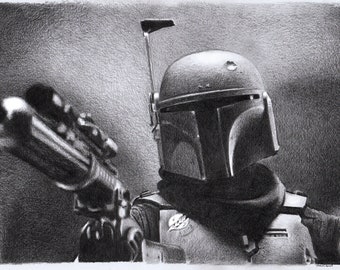 Canvas Print - original drawing - Star Wars Boba Fett