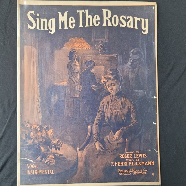 Vintage Sheet Music  - Sing Me The Rosary - 1913 - Beautiful Cover Art