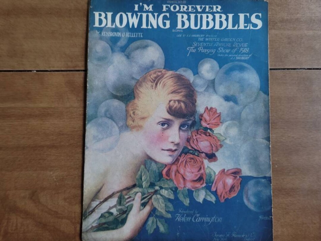 Rare Vintage Sheet Music I'm Forever Blowing Bubbles 1919 Music Notes