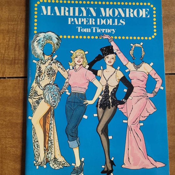 Vintage Marilyn Monroe Paper Doll Book- Famous Movie Costumes- Marilyn Monroe White Dress Doll Outfit- Uncut Paper Doll Book- Tom Tierney