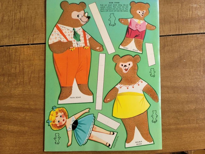 Vintage Uncut Paper Dolls 1969 Goldilocks and the Three - Etsy