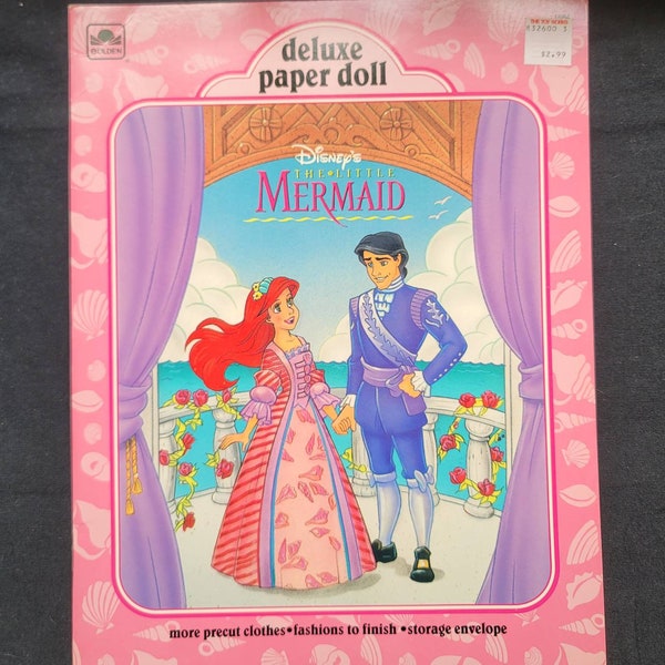 Vintage Little Mermaid Paper Doll- Complete & Uncut Paper Doll- Vintage Disney Paper Doll- Deluxe Paper Dolls- 1990s Little Mermaid