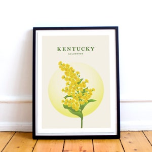 Kentucky Print - Kentucky State Flower Poster, Goldenrod Illustration, Kentucky Poster, Goldenrod Flower Print, Kentucky Gift, Travel Art