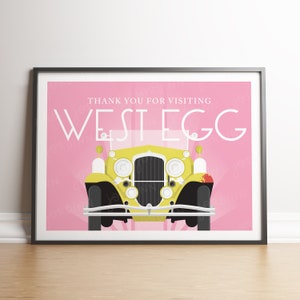 Great Gatsby Poster – 18x24 12x16 Horizontal Print, F Scott Fitzgerald, Gatsby Print, Gatsby Car Illustration, Gatsby Gift, Framable Poster
